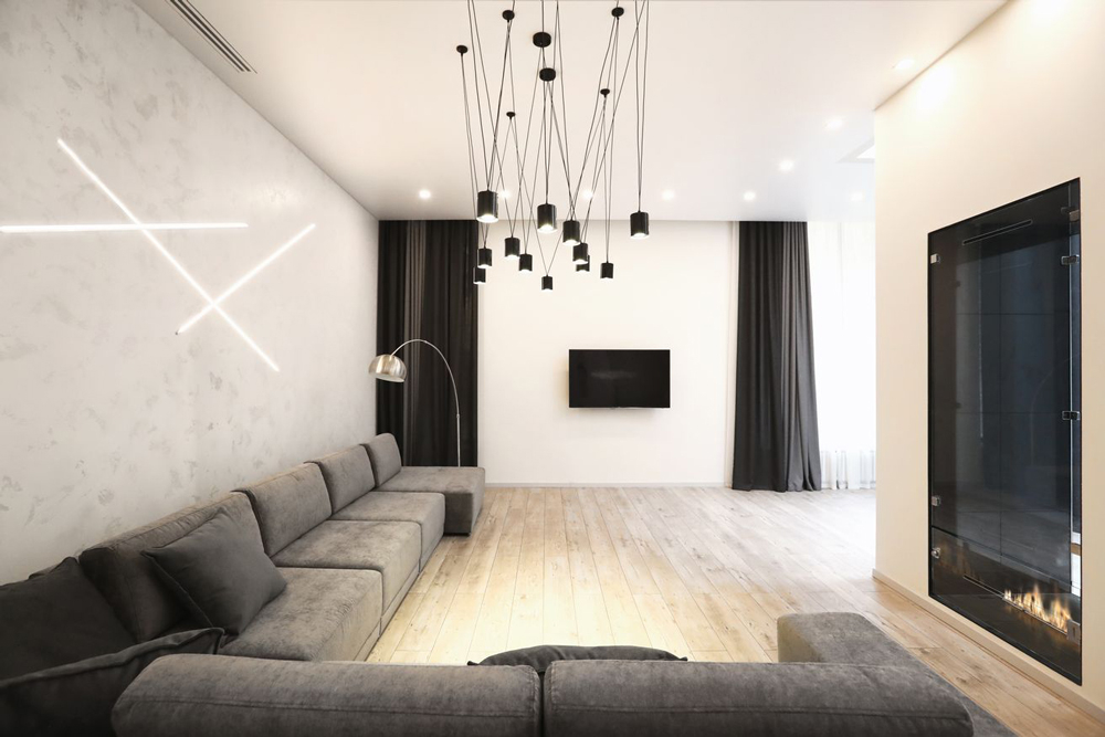 Черно-белая гостиная – холодный креатив или уютное пространство?