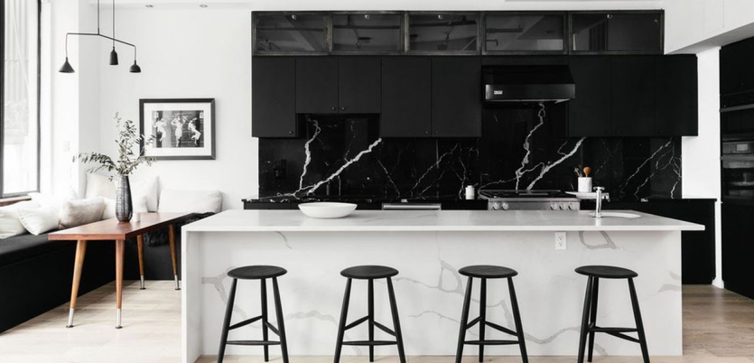 Дизайн черно-белой кухни: идеи и оформление с фото