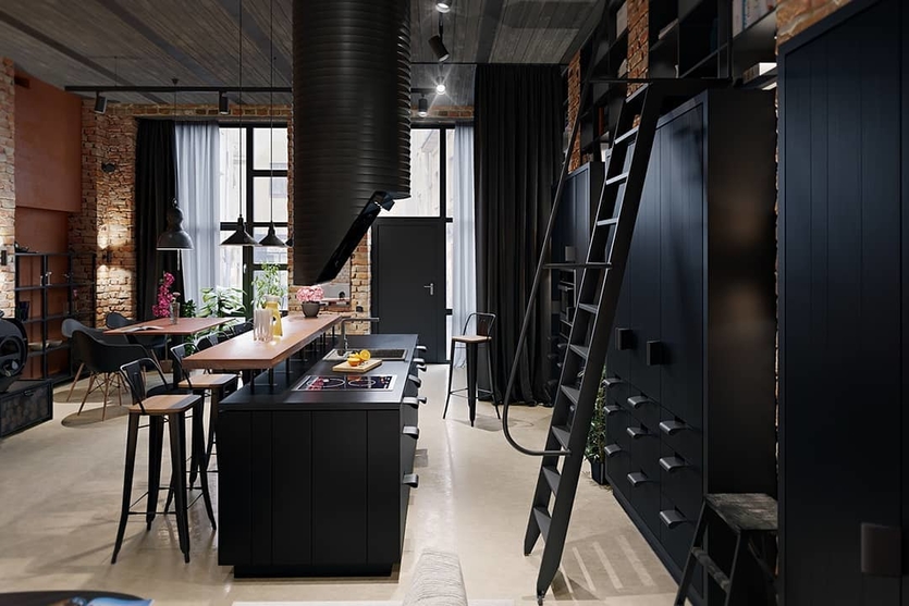Гостиная с кухней в стиле лофт: дизайн-хаки, советы, тренды и 70+ вдохновляющих фото