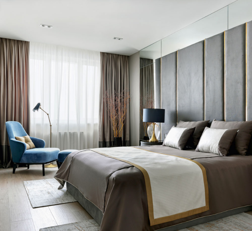 Серая спальня — 120 фото свежего дизайна