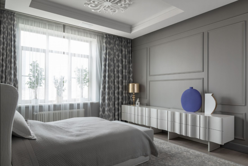 Спальня в серых тонах: 192 лучших дизайна