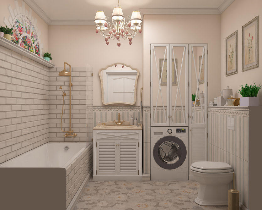 Ванная комната в стиле прованс: 50 фото дизайна интерьеров