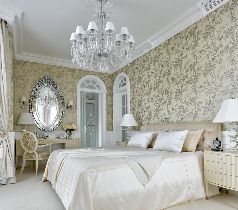 Классический дизайн интерьера спальни в традиционном стиле