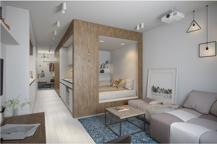 Дизайн квартиры-студии 30 кв.м. - лучшие решения для интерьера на фото от SALON