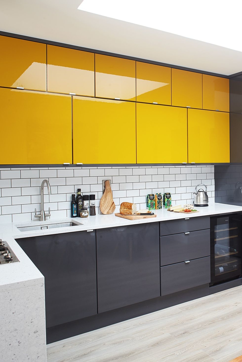 Желтые кухни в интерьере на фото, совместимость желтого цвета