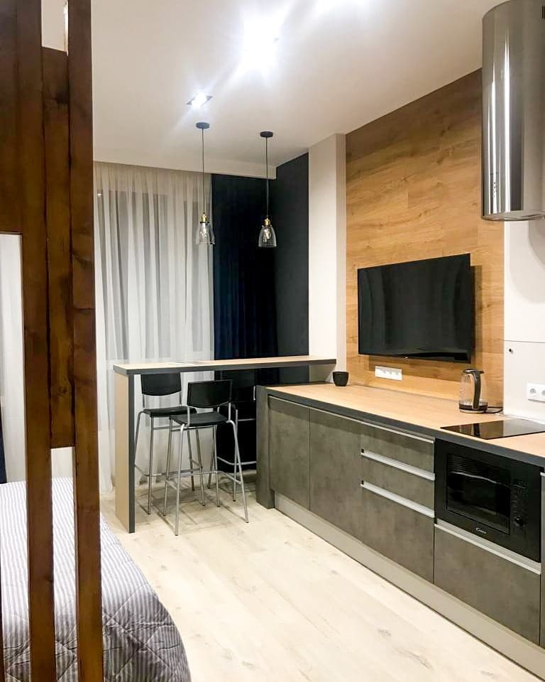 Кухня и спальня в одной комнате: варианты зонирования, дизайн-хаки и 60+ фото