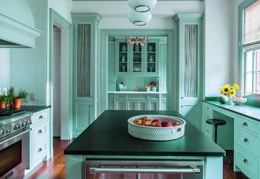 ​70+ фото мятной кухни в интерьере:  готовые решения, советы по оформлению