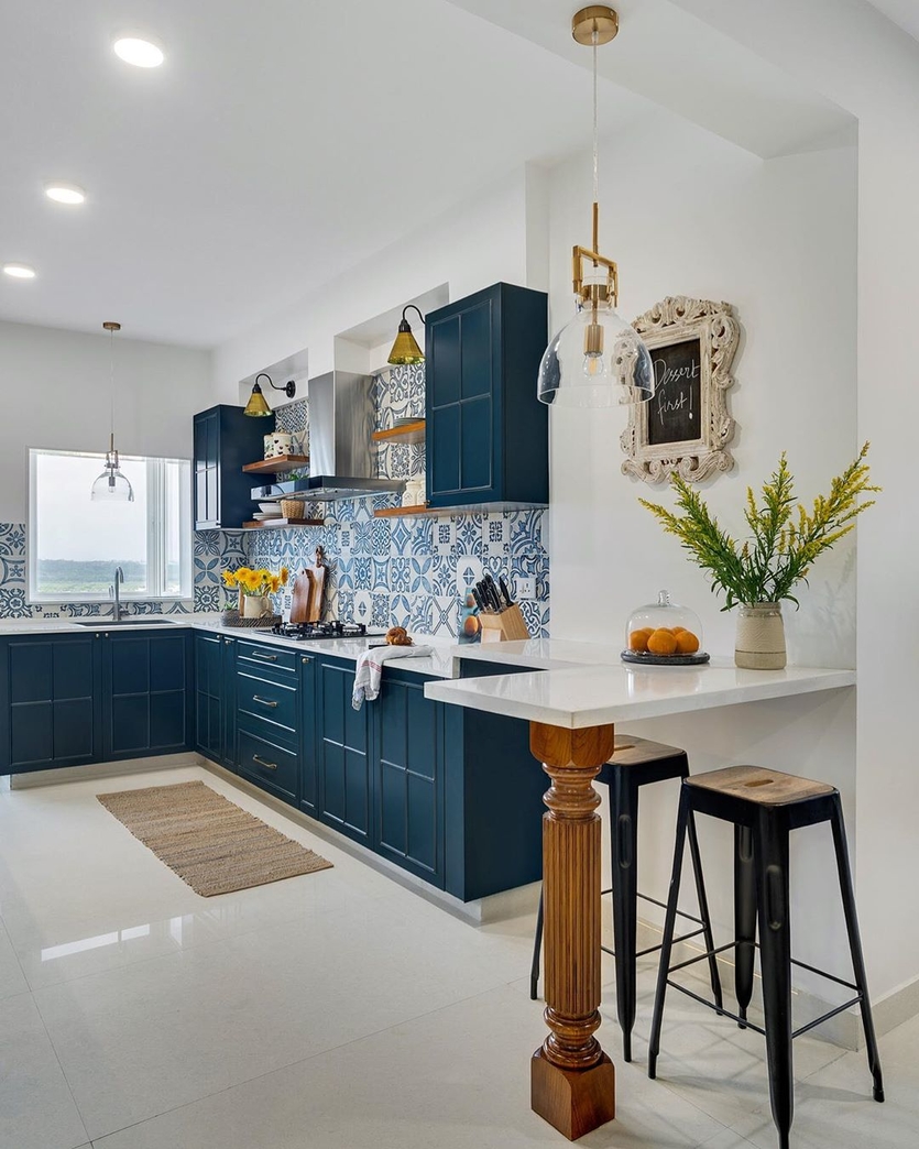 Синяя кухня в интерьере: + новых идей элегантности