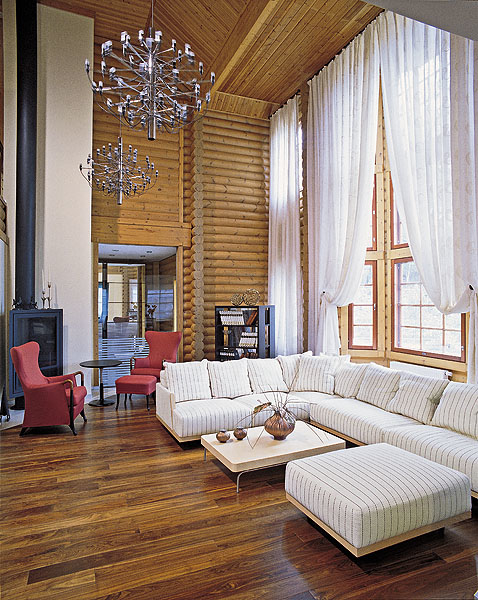 Дизайн интерьера деревянного дома в максимально естественном, природном стиле.