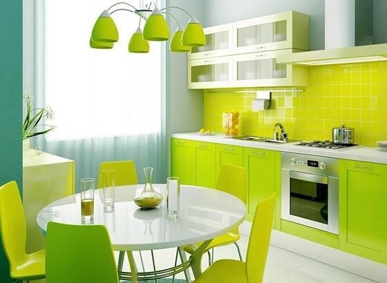 Кухонный гарнитур цвета лайм — фото в интерьере — Блог о строительстве и ремонте