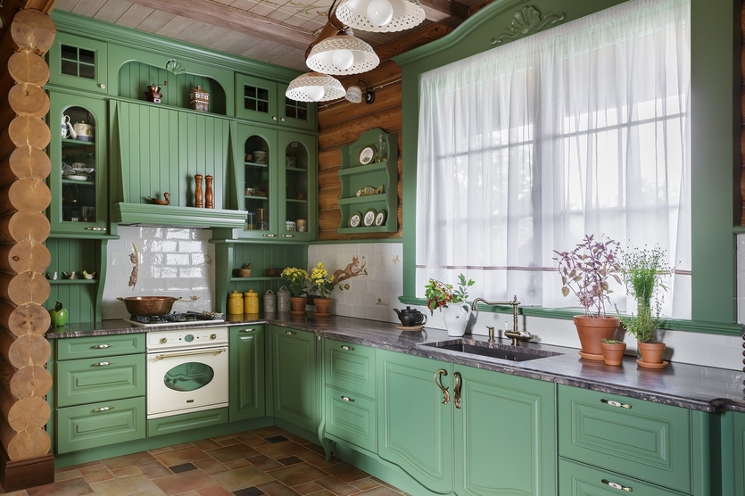 Зеленая кухня: 30 лучших фото в интерьере