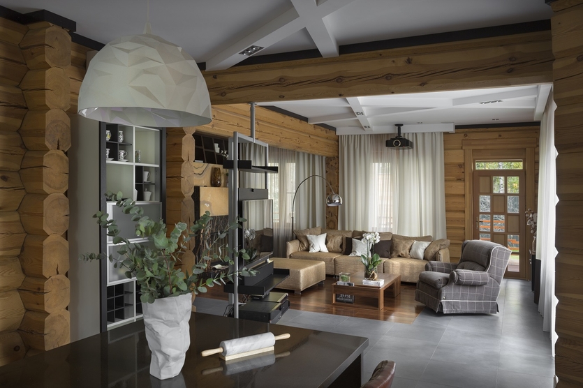 Современный стиль в деревянном доме