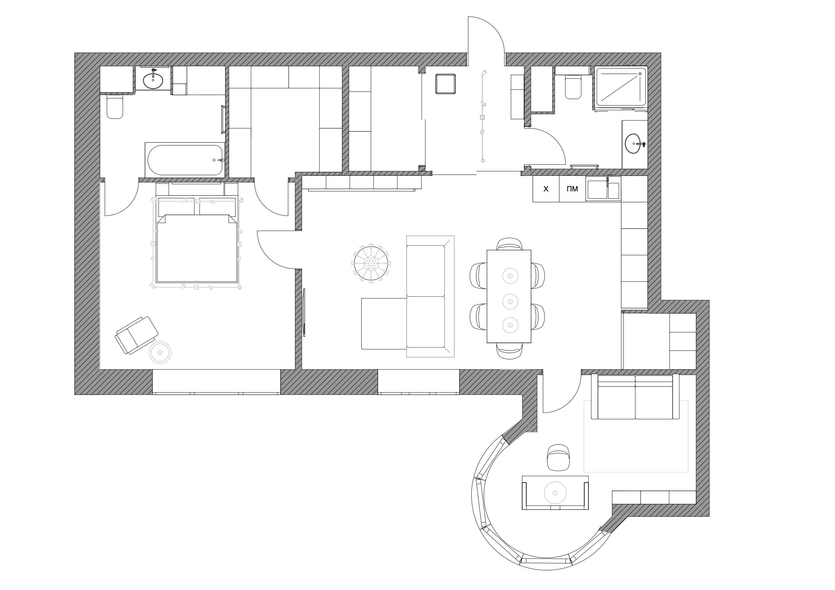 Брутальность и ретро: интерьер квартиры для студента-меломана