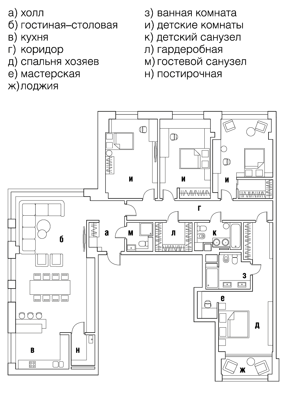 Дерево, медь, оттенки смолы: интерьер квартиры в Москве