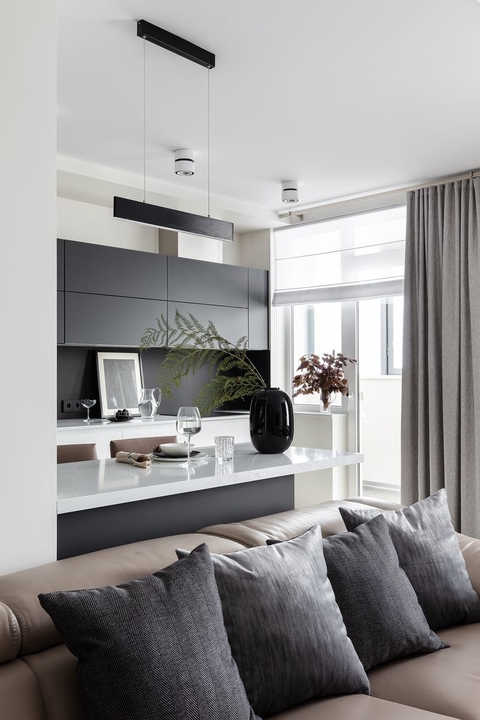 Дизайн-проекты гостиной черно-белого цвета - реальные фото интерьеров от апекс124.рф