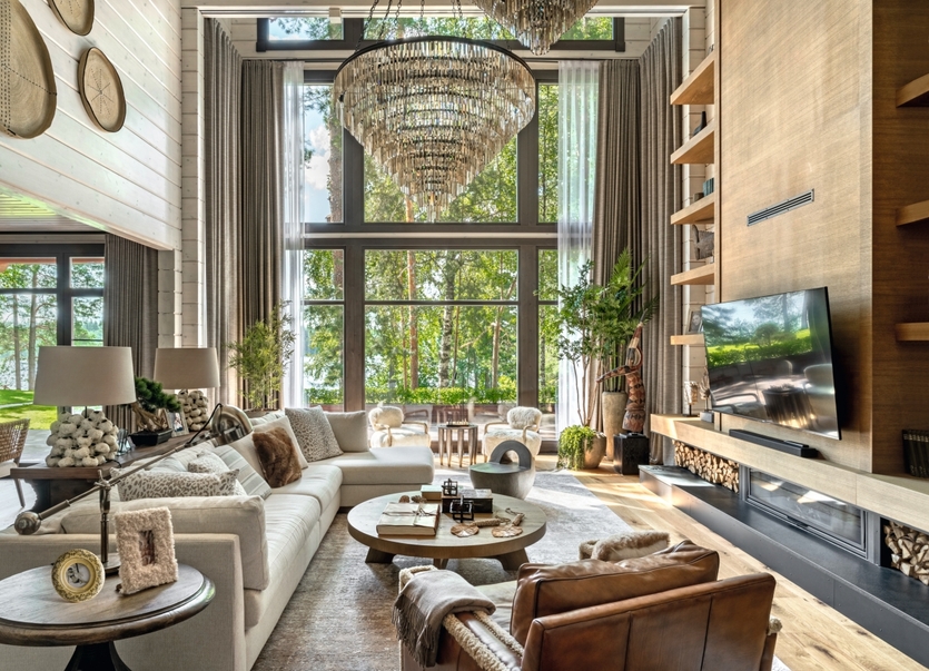 Современное шале: большой дом у озера для семьи