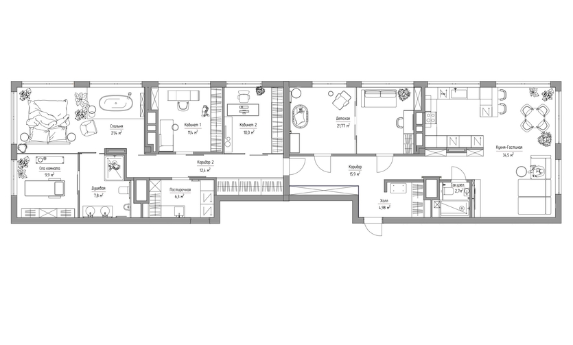 Панорамная квартира со спа-зоной и видом на Обь