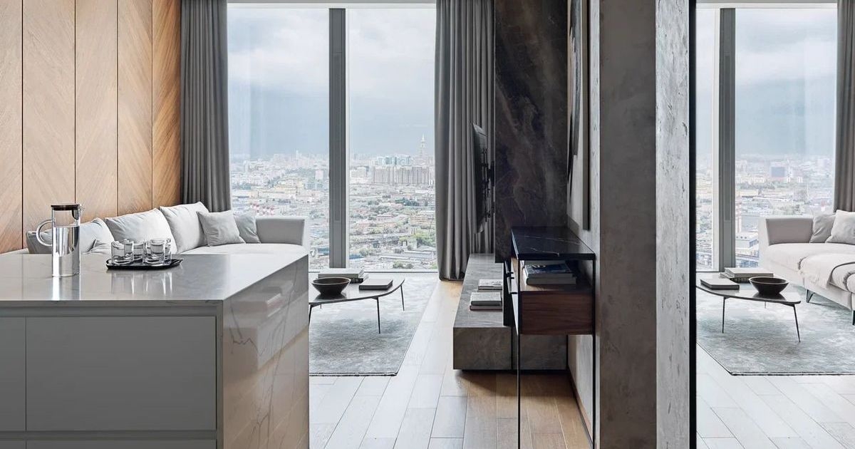 Апартаменты 55 кв. м в башне Neva Towers: минималистский интерьер для ...